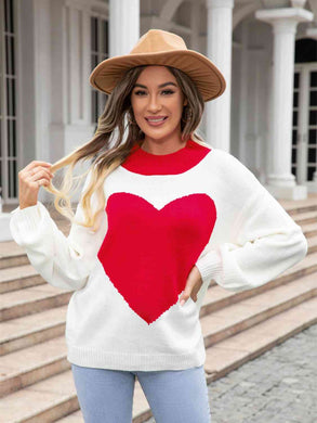 Heart Graphic Round Neck Sweater Ti Amo I love you