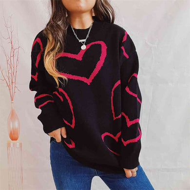 Heart Pattern Long Sleeve Sweater Ti Amo I love you