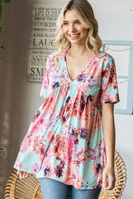 Load image into Gallery viewer, Heimish Full Size Floral V-Neck Short Sleeve Babydoll Blouse Ti Amo I love you
