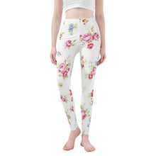 Load image into Gallery viewer, Ti Amo I love you - Exclusive Brand  - White Floral -  Yoga Leggings
