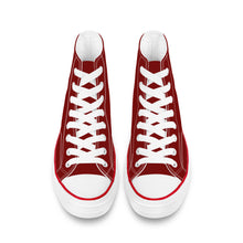 Load image into Gallery viewer, Ti Amo I love you - Exclusive Brand - Dark Burgundy - White Daisy - High Top Canvas Shoes - White Soles
