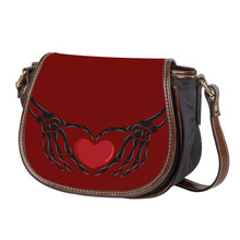 Load image into Gallery viewer, Ti Amo I love you - Exclusive Brand - Dark Burgundy - Skeleton Hands with Heart - Saddle Bag
