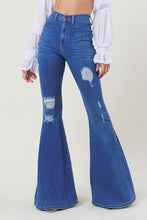 Load image into Gallery viewer, High Rise Distressed Flare Jeans Ti Amo I love you
