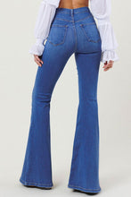 Load image into Gallery viewer, High Rise Distressed Flare Jeans Ti Amo I love you
