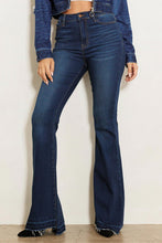 Load image into Gallery viewer, High Rise Flare Jean with Faded Wash Hem Detail Ti Amo I love you
