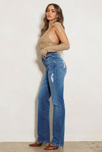 Load image into Gallery viewer, High Rise Subtle Distressed Straight Jeans Ti Amo I love you
