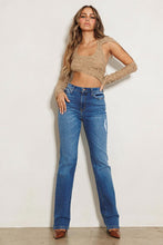 Load image into Gallery viewer, High Rise Subtle Distressed Straight Jeans Ti Amo I love you
