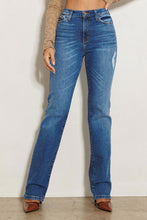 Load image into Gallery viewer, High Rise Subtle Distressed Straight Jeans Ti Amo I love you
