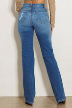 Load image into Gallery viewer, High Rise Subtle Distressed Straight Jeans Ti Amo I love you
