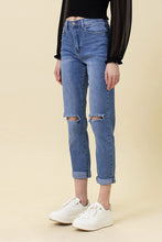 Load image into Gallery viewer, High Waisted Boyfriend Jeans Ti Amo I love you
