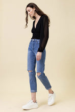 Load image into Gallery viewer, High Waisted Boyfriend Jeans Ti Amo I love you
