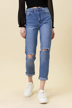 Load image into Gallery viewer, High Waisted Boyfriend Jeans Ti Amo I love you
