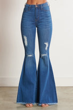 Load image into Gallery viewer, High Waisted Distressed Flare Jeans Ti Amo I love you
