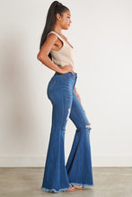 Load image into Gallery viewer, High Waisted Distressed Flare Jeans Ti Amo I love you
