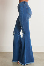 Load image into Gallery viewer, High Waisted Distressed Flare Jeans Ti Amo I love you
