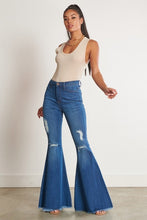 Load image into Gallery viewer, High Waisted Distressed Flare Jeans Ti Amo I love you
