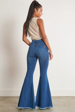 Load image into Gallery viewer, High Waisted Distressed Flare Jeans Ti Amo I love you
