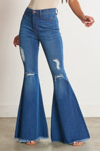 Load image into Gallery viewer, High Waisted Distressed Flare Jeans Ti Amo I love you
