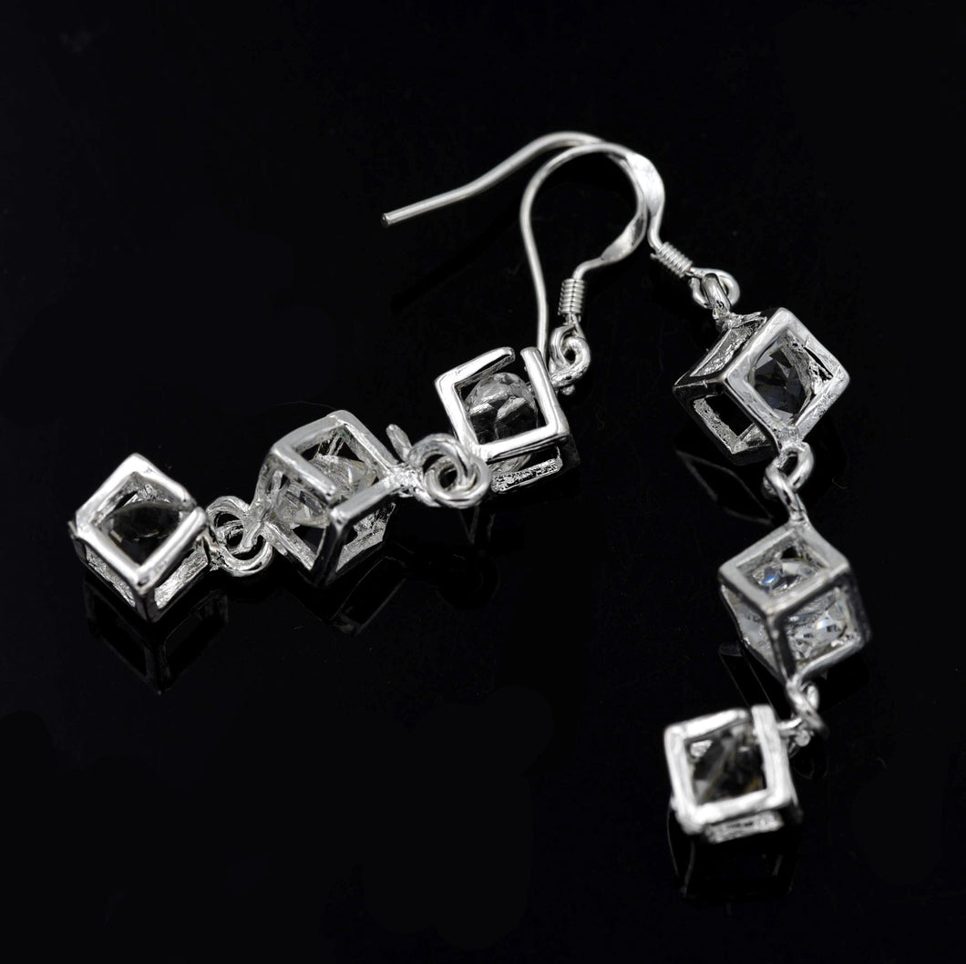 High-grade Zircon 925 Silver Plated Earrings Ti Amo I love you