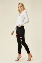 Load image into Gallery viewer, Higj Rise Distressed Skinny W Raw Hem Ti Amo I love you
