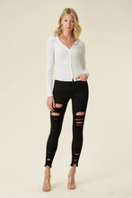 Load image into Gallery viewer, Higj Rise Distressed Skinny W Raw Hem Ti Amo I love you
