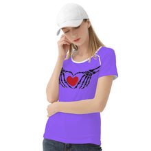 Load image into Gallery viewer, Ti Amo I love you - Exclusive Brand - Heliotrope 3 - Skeleton Hands with Heart  -Women&#39;s T shirt - Sizes XS-2XL
