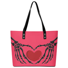 Load image into Gallery viewer, Ti Amo I love you - Exclusive Brand - Radical Red - Skeleton Hands with Heart  - Women&#39;s PU Leather Handbag
