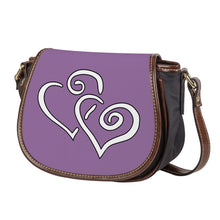 Load image into Gallery viewer, Ti Amo I love you - Exclusive Brand - Dark Lilac - Double White Heart - Saddle Bag
