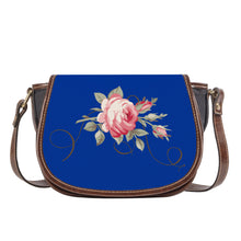 Load image into Gallery viewer, Ti Amo I love you - Exclusive Brand - Dark Powder Blue -  Rose -  Saddle Bag
