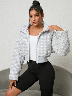 Houndstooth Zip-Up Jacket Ti Amo I love you