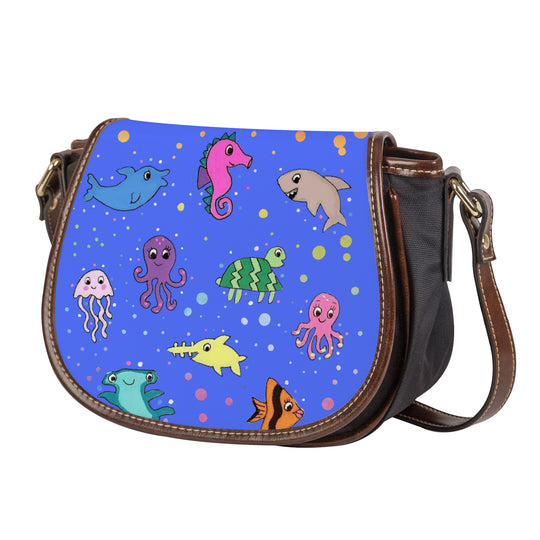 Ti Amo I love you - Exclusive Brand - Neon Blue - Sea Creatures - Saddle Bag