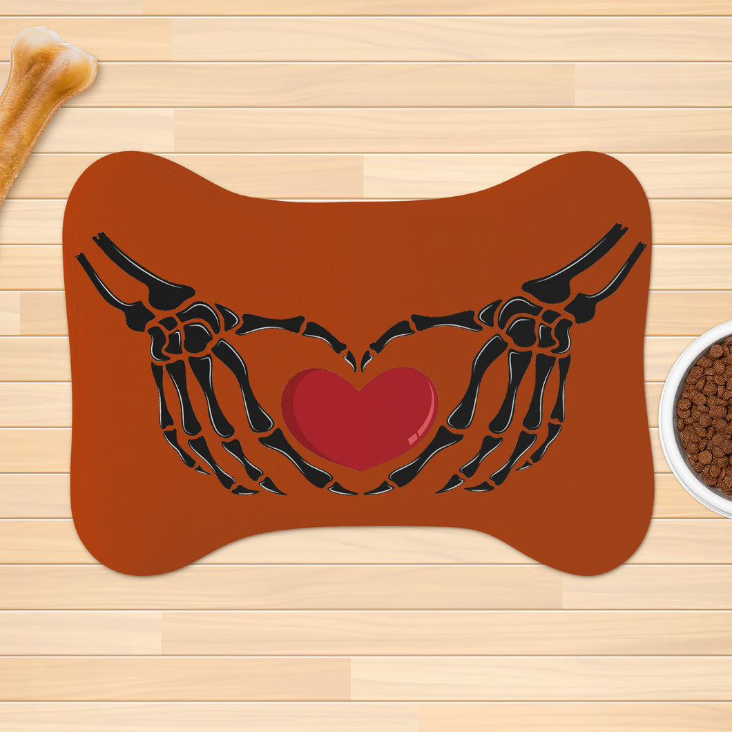 Ti Amo I love you - Exclusive Brand - Rust - Skeleton Hands with Heart  - Big Paws Pet Rug