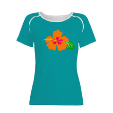 Load image into Gallery viewer, Ti Amo I love you - Exclusive Brand - Persian Green - Hawaiian Flower - Women&#39;s T shirt
