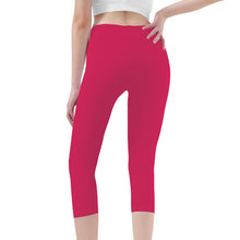 Load image into Gallery viewer, Ti Amo I love you - Exclusive Brand - Cerise Red 2 - Double White Heart - Womens / Teen Girls / Womens Plus Size - Capri Yoga Leggings - Sizes XS-3XL
