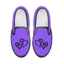 Load image into Gallery viewer, Ti Amo I love you - Exclusive Brand - Heliotrope 3 - Double Black Heart - Kids Slip-on shoes - Black Soles
