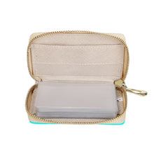 Load image into Gallery viewer, Ti Amo I love you - Exclusive Brand - Aqua / Cyan - Double White Heart - PU Leather - Zipper Card Holder
