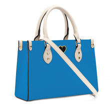 Load image into Gallery viewer, Ti Amo I love you - Exclusive Brand - Water Blue - Luxury Womens PU Tote Bag - Cream Straps
