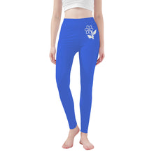 Load image into Gallery viewer, Ti Amo I love you - Exclusive Brand - Obscure Royal Blue -  White Daisy -  Yoga Leggings
