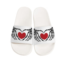 Load image into Gallery viewer, Ti Amo I love you - Exclusive Brand - White - Skeleton Hands with Heart -  Slide Sandals - White Soles
