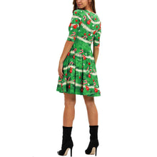 Load image into Gallery viewer, I Amo I love you - Exclusive Brand - Women&#39;s Christmas Tree Round Neck Midi Dress with Half Sleeves Ti Amo I love you
