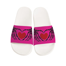 Load image into Gallery viewer, Ti Amo I love you - Exclusive Brand - Barbie Pink 2 - Skeleton Hands with Heart -  Slide Sandals - White Soles
