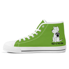 Load image into Gallery viewer, Ti Amo I love you  - Exclusive Brand - Green Onion - Talk to the Paw -  High-Top Canvas Shoes - White
