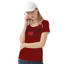 Load image into Gallery viewer, Ti Amo I love you - Exclusive Brand - Dark Burgundy - Skeleton Hands with Heart  -Women&#39;s T shirt - Sizes XS-2XL
