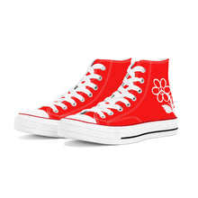 Load image into Gallery viewer, Ti Amo I love you - Exclusive Brand - Red - White Daisy - High Top Canvas Shoes - White  Soles
