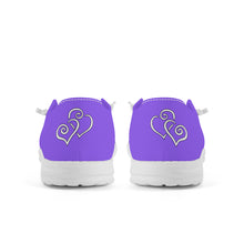 Load image into Gallery viewer, Ti Amo I love you - Exclusive Brand - Heliotrope 3 - Double White Heart - Canvas Loafers Slip On
