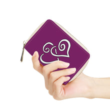 Load image into Gallery viewer, Ti Amo I love you - Exclusive Brand - Luminous Violet  - Double White Heart - PU Leather - Zipper Card Holder
