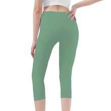 Load image into Gallery viewer, Ti Amo I love you - Exclusive Brand - Bayleaf Green - Double White Heart - Womens / Teen Girls / Womens Plus Size - Capri Yoga Leggings - Sizes XS-3XL
