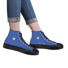 Load image into Gallery viewer, Ti Amo I love you - Exclusive Brand - San Marino Blue - Paper Airplane - High Top Canvas Shoes - Black Soles
