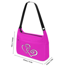 Load image into Gallery viewer, Ti Amo I love you - Exclusive Brand - Shocking Pink -  Double White Heart - Journey Computer Shoulder Bag
