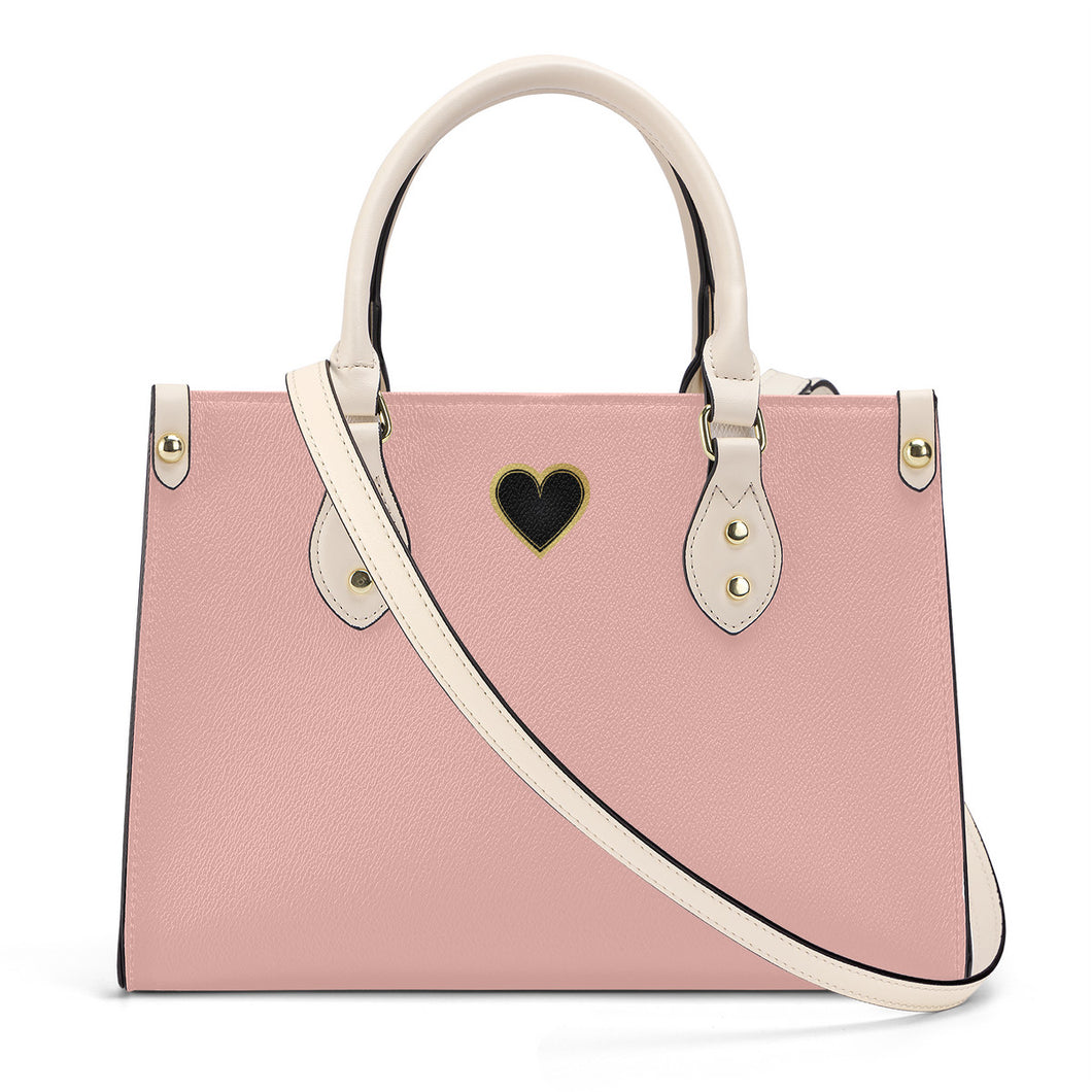 Ti Amo I love you - Exclusive Brand - Peachy Pink- Luxury Womens PU Tote Bag - Cream Straps